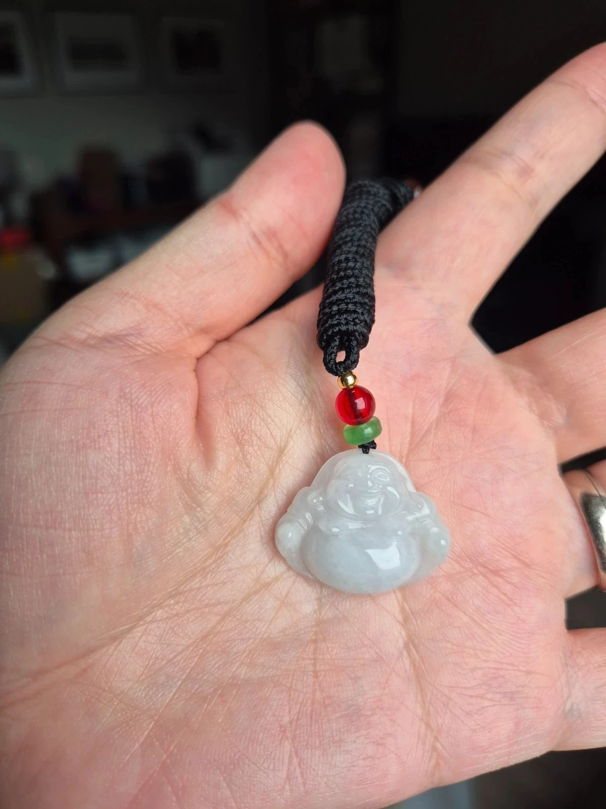 #Natural untreated jadeite jade Buddha pendant with necklace – photo 3